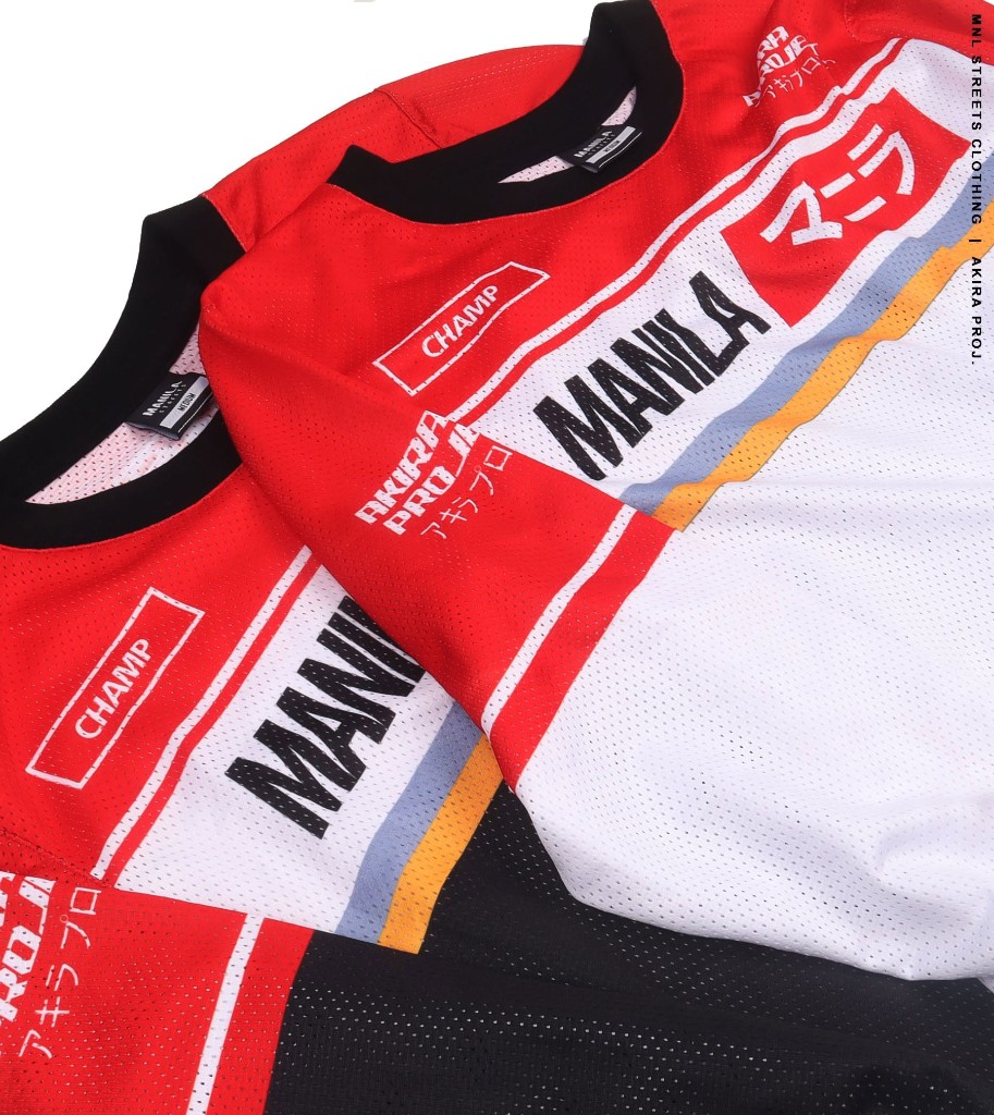 MNL Streets Akira Project race jerseys in red, white and black mesh
